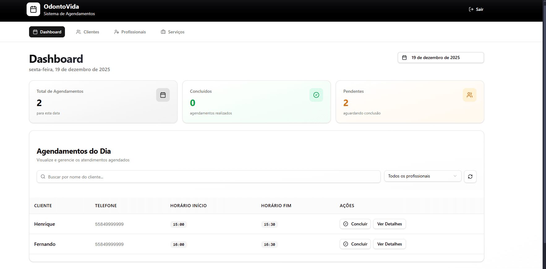 Dashboard de Agendamentos